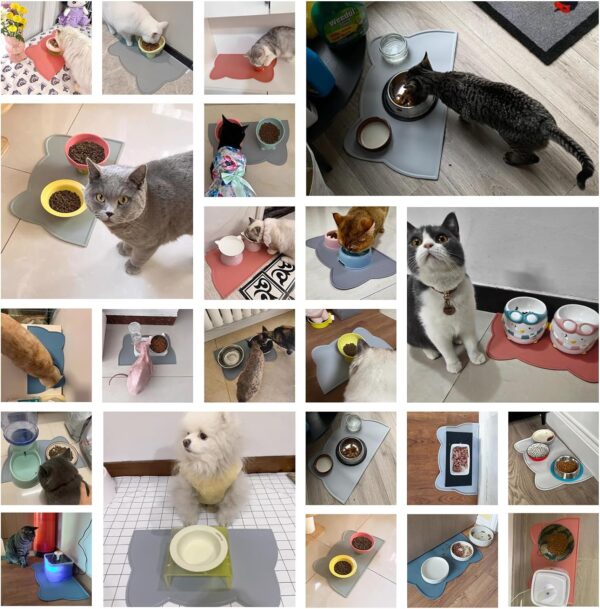septillar Cat Food Mat, Silicone Pet Feeding Mat Non Slip Dog Bowl Mat Waterproof Tray Cushion (Light Grey) - Image 6