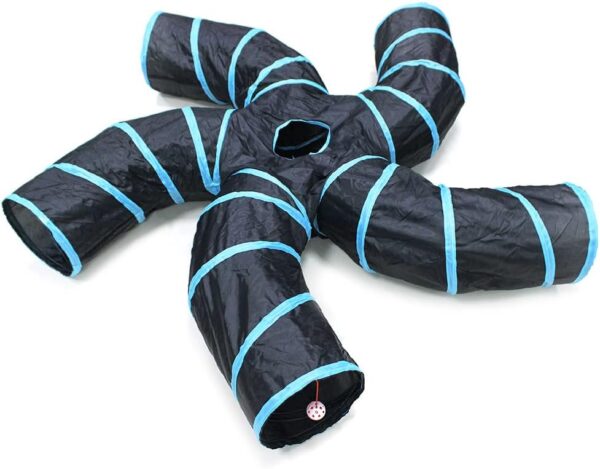 Bemodst S-Type Cat Tunnel, 2 Way/3 Way/4 Way/5 Way Collapsible S-shape Small Animal Tubes Kitty Tunnels Interactive Maze House Toy With Storage Bag For Kitten Puppy Rabbit Guinea Pig (5-Way)