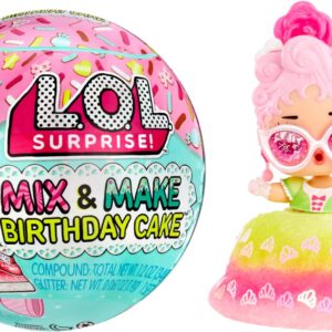 L.O.L. Surprise Mix & Make Birthday Cake Tots - With Collectible Doll, DIY Cake Dress, Cake Making and Decorating, Ingredients and Glitter Sprinkles - Cake Dress Doll - Great for Girls Ages 3+