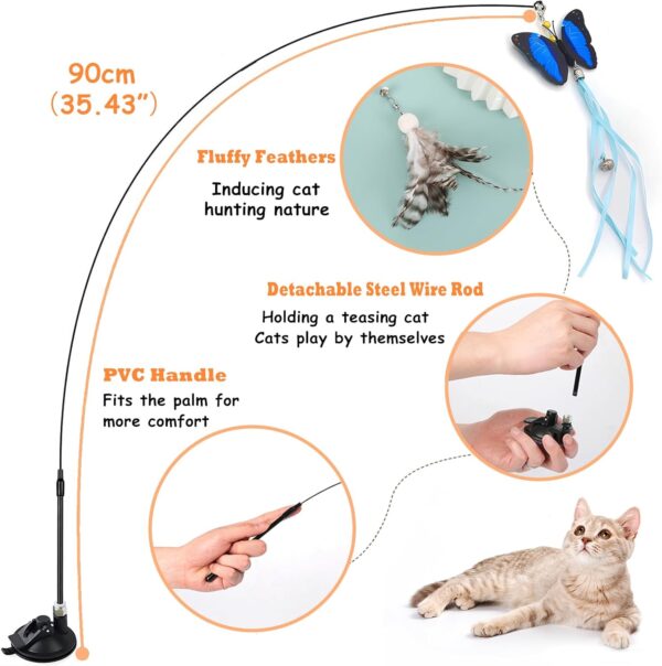 GIAPINST Cat Toys for Indoor Cats Adult, Interactive Cat Feather Toys with Bell, Cat Teaser Wand With Suction Cup for Kitten Playing Training Hunting Exercising - Image 3