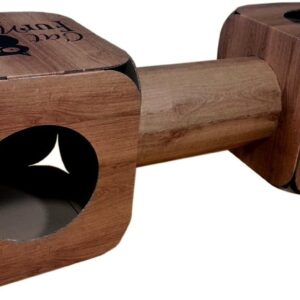 Cardboard Cat House & Tunnel Wood Effect - Bed