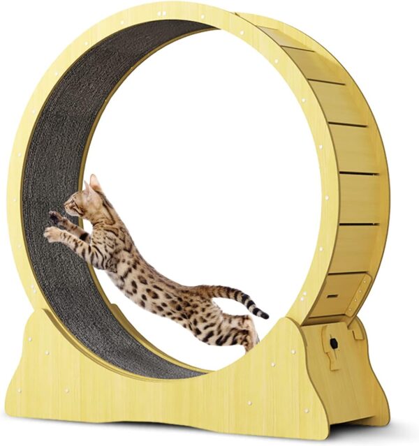 Hibtn Large Cat Exercise Wheel Diameter 43.3inch,Cat Treadmill,Cat Running Wheel For Indoor Cats With Brake,Cat Interactive Toy,Cat Weight Control Machine,With Lock And Carpeted