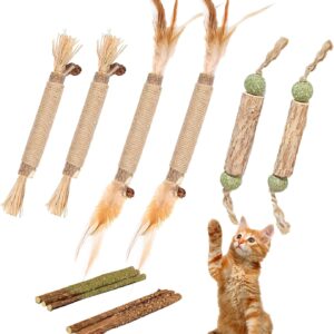 GIAPINST Catnip Toys for Cats, Cat Catnip Sticks, Natural Matatabi Silvervine Chew Sticks, Pet Catnip Teeth Cleaning Toys for Indoor Kitten, Dental Care and Stress Release(12 pcs)
