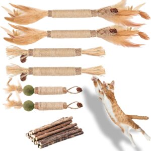 GIAPINST Catnip Sticks For Cats, Natural Matatabi Silvervine Chew Sticks, Catnip Toys for Indoor Cats, Kitten Teething Toys Dental Care, Increase Appetite, Calm Cat Anxiety(21Pcs)