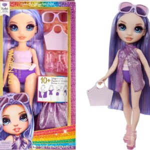 Rainbow High Swim & Style - Violet (Purple) - 28 cm Doll with Shimmery Wrap to Style 10+ Ways - Removable Swimsuit, Sandals, Fun Play Accessories - Kids Toy - Great for Ages 4-12 Years