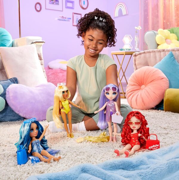 Rainbow High Swim & Style - Violet (Purple) - 28 cm Doll with Shimmery Wrap to Style 10+ Ways - Removable Swimsuit, Sandals, Fun Play Accessories - Kids Toy - Great for Ages 4-12 Years - Image 7