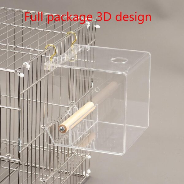 Budgies Feeding Box Dustproof Food Dispenser Antispill Parrots Food Feeding House Birds Cage Feeder Clear Food Container - Image 4