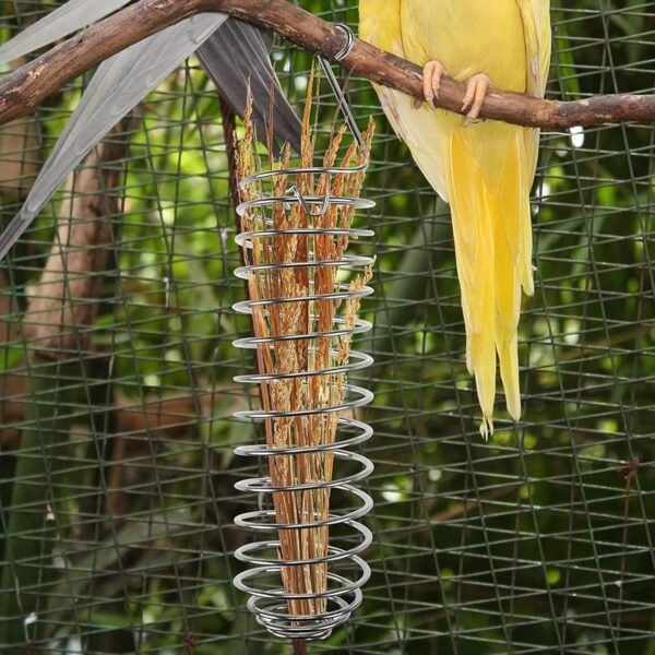 Bird Food Holder Parrot Foraging for Cage Hanging Stainless Steel Food Bowl Treat Skewer Food Basket for Conures - Image 5