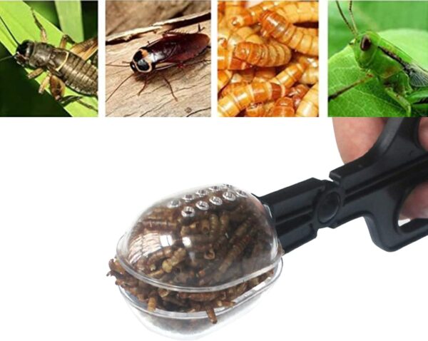 Yoogeer 3in1 Feeding Tool Reptile Feeding Tongs Cricket Clamp Bug Scooper, Cleaning Supplies Scooper+ 2X Tweezers for Reptile, Hedgehog, Hamsters, Guinea Pig,Lizard, Spider Bearded Dragon (Black) - Image 4