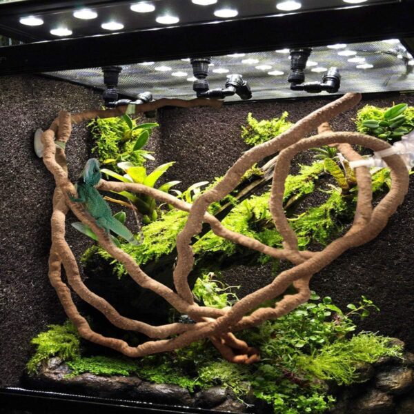 PINVNBY Bearded Dragon Hammock Reptile Leaves Lizard Tank Habitat Decor Accessories Artificial Climbing Vines With suction cups for Chameleon Gecko Snakes - Image 3