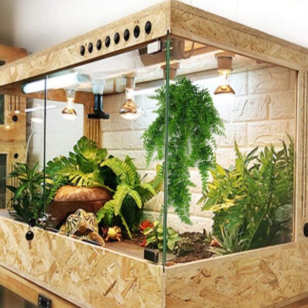 PINVNBY Reptile Plants Hanging Fake Vines Boston Climbing Terrarium Plant with Suction Cup for Bearded Dragons Lizards Geckos Snake Pets Hermit Crab and Tank Habitat Decorations (4 Pack) - Image 3