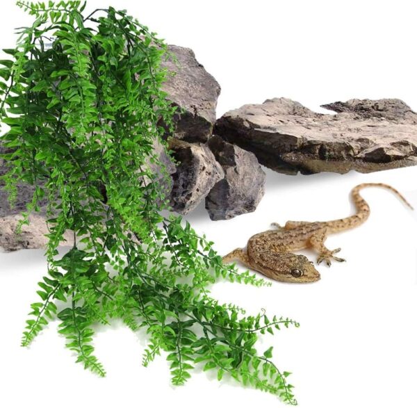 PINVNBY Reptile Plants Hanging Fake Vines Boston Climbing Terrarium Plant with Suction Cup for Bearded Dragons Lizards Geckos Snake Pets Hermit Crab and Tank Habitat Decorations (4 Pack) - Image 4