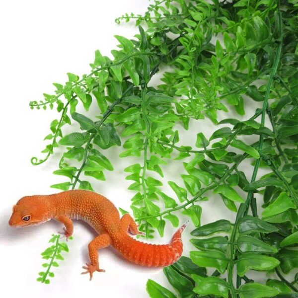 PINVNBY Reptile Plants Hanging Fake Vines Boston Climbing Terrarium Plant with Suction Cup for Bearded Dragons Lizards Geckos Snake Pets Hermit Crab and Tank Habitat Decorations (4 Pack) - Image 5