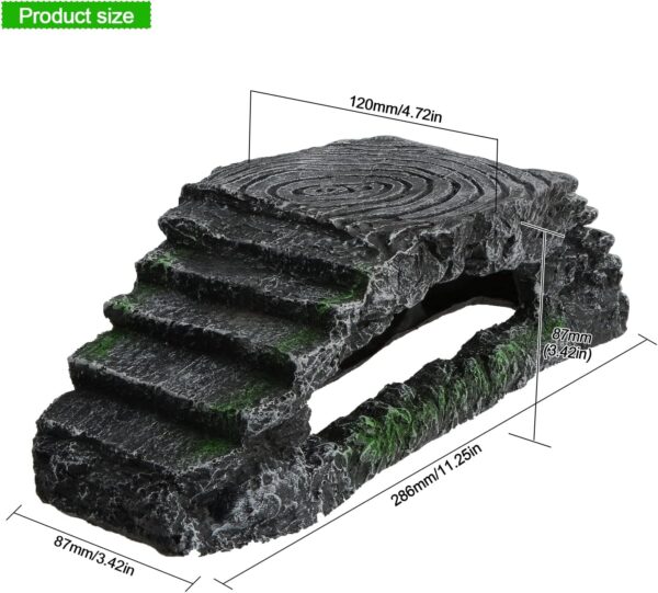 ANMOO Reptile Hide Shelter Tortoise Habitat Simulation Fish Tank Decoration,Large Turtle Basking Platform for Aquariums - Image 2