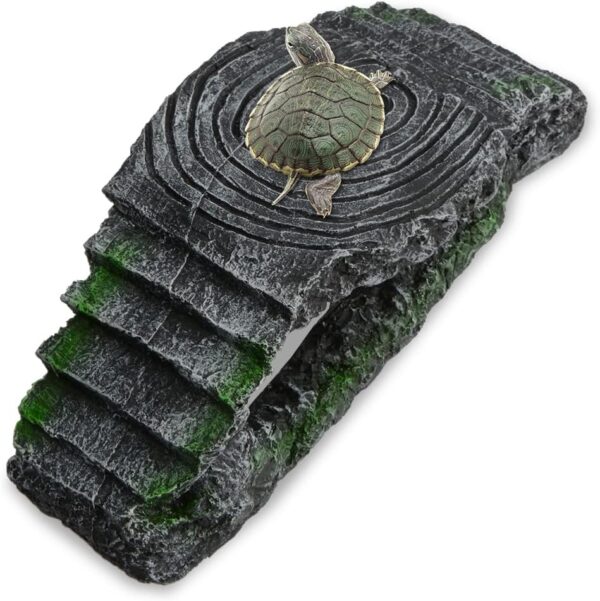 ANMOO Reptile Hide Shelter Tortoise Habitat Simulation Fish Tank Decoration,Large Turtle Basking Platform for Aquariums - Image 6