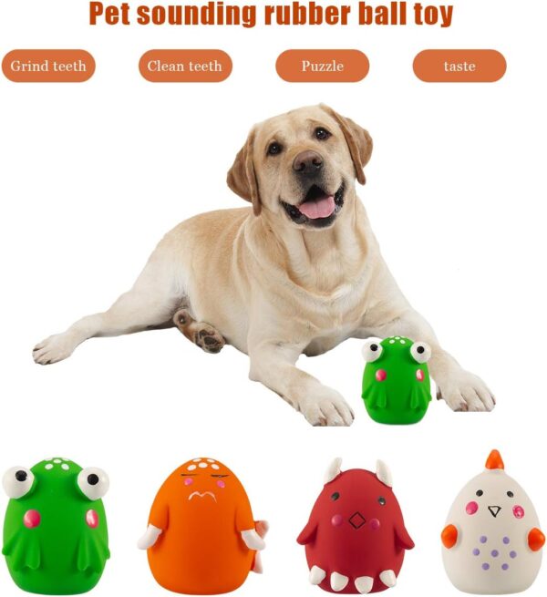 Eurobuy Dog Soft Latex Squeak Balls, 4Pcs Dog Squeaky Toys Funny Non-Toxic Chewing Bounce Balls Durable Pet Interactive Play Chasing Chewing Balls for Puppy Small Medium Pets Dog Cat, Assorted Color - Image 2