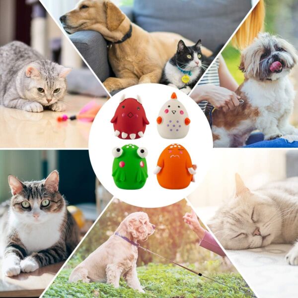 Eurobuy Dog Soft Latex Squeak Balls, 4Pcs Dog Squeaky Toys Funny Non-Toxic Chewing Bounce Balls Durable Pet Interactive Play Chasing Chewing Balls for Puppy Small Medium Pets Dog Cat, Assorted Color - Image 8