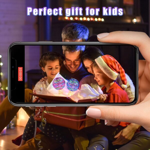 XINHOME Flying Ball Orb Toys Hover Ball Pro Flying Spinner Toy UFO RGB Cool Stuff Globe Orbi Magic Boomerang Hand Controller Mini Drone for 8 9 10 11 12 boys girls Kids (Pink) - Image 3