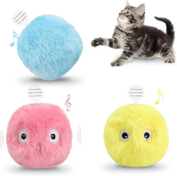 3 Pack Cat Ball Toys,Interactive Plush Cat Toys Balls,Kitten Chirping Balls,Fun Catnip Toys,3 Lifelike Animal Chirping Sounds,Automatic Sound,Kitten Toys for Indoor Cat Dog Kitty Kitten Puppy Exercise