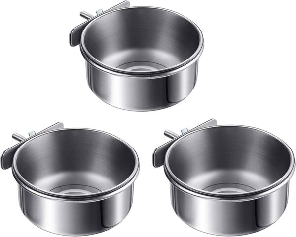 3pieces Bird Cage Food Water Bowl Cup Dish For Parrots Budgies Parakeets Stainless Steel Food Cup Bird Feeding Dish