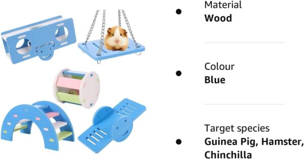 Smilcloud 5 Pcs Lovely Hamster Play Toys, Rainbow Bridge & Seesaw & Swing, Climb and Play Toy, Hamster Chew Toys DIY Hamster Cage Accessories for Small Pets(Blue) - Image 8