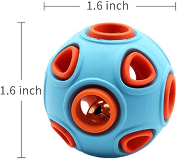 WishLotus Dog Ball, Dog Interactive Toy with Ring Bell Dog Rubber Balls Bouncy Ball Pet Game Puzzle Ball to Increase IQ Search & Catch for Small Medium Dogs (S, Blue + orange) - Image 4