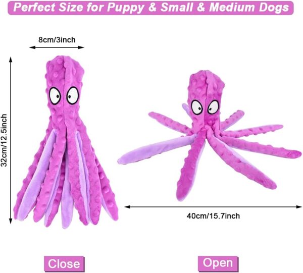 RIO Direct Dog Plush Toys Octopus - No Stuffing Dog Squeaky Toys with Crinkle Paper, Sturdy Dog Chew Toys Funny Interactive Toys for Small to Medium Dogs Training and Playing - Image 2