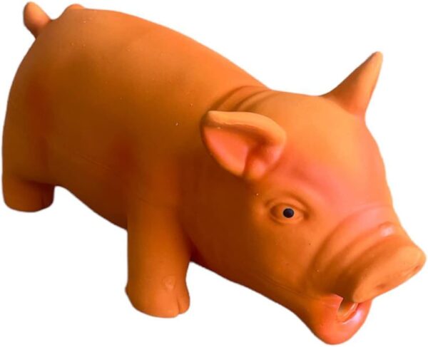HowseHold Squeaky Pig Dog Toys Grunting Oinking Squeaky Latex Pig 8" [Pack of 3] Pink Pig, Orange Pig, Black Pig (3 Pigs) - Image 5