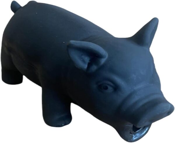 HowseHold Squeaky Pig Dog Toys Grunting Oinking Squeaky Latex Pig 8" [Pack of 3] Pink Pig, Orange Pig, Black Pig (3 Pigs) - Image 4