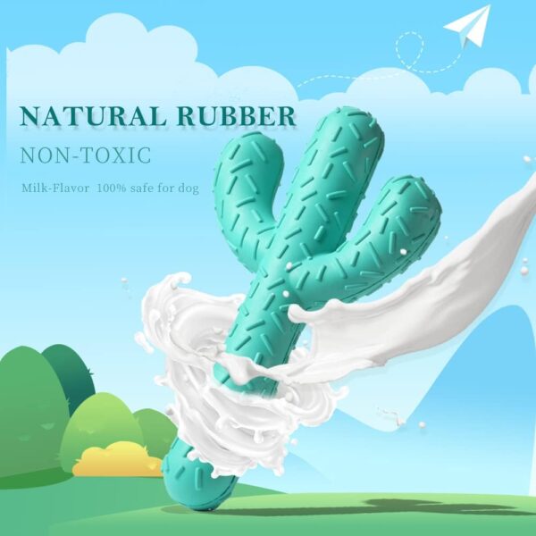 Acecy Dog Toys, Indestructible Cactus Chew Toy, Natural Rubber Milk Flavor, Puppy Teething Toys for Small Mediul Large Breed - Image 2