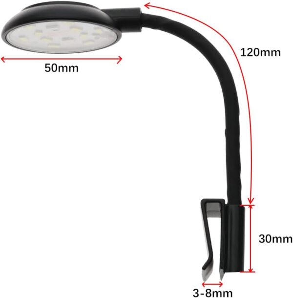 YINETTECH 5W Mini Aquarium USB Led Light with Power Switch for Small Fish Shrimp Tank Freshwater Planted Live Plant Grow Fish Tank Clip Light Black - Image 4