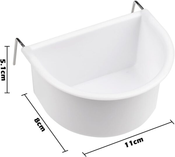 AOVNA Bird Feeding Dish D-shaped Plastic Bird Food Bowl with Hook Parrot Cage Feeder Water Bowl Bird Cage Feeder Cups (6) - Image 2