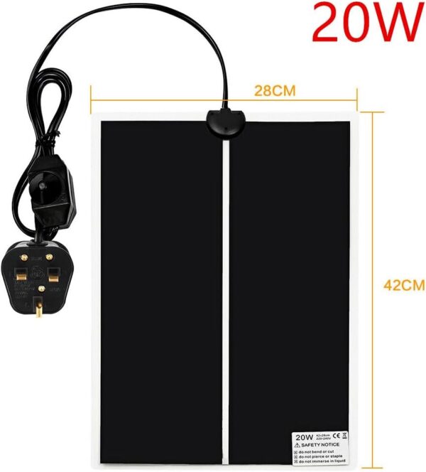 TIHOOK Terrarium Heating Mat, 2 PCS, 20W, Reptile Heating Pad with Temperature Control, Heating Mat for Reptiles Turtle, Snake, Lizard, Gecko, Spider, 5W/7W/14W/20W/28W/35W - Image 3