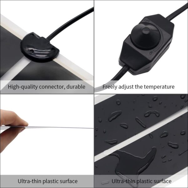 Reptile Heating Mat, Reptile Heat Pad Adjustable Temperature Control Terrarium Pet Tank Warmer Mat Pad for Small Animals Snake Turtle Tortoise Bearded Dragon Gecko (20W) - Image 3
