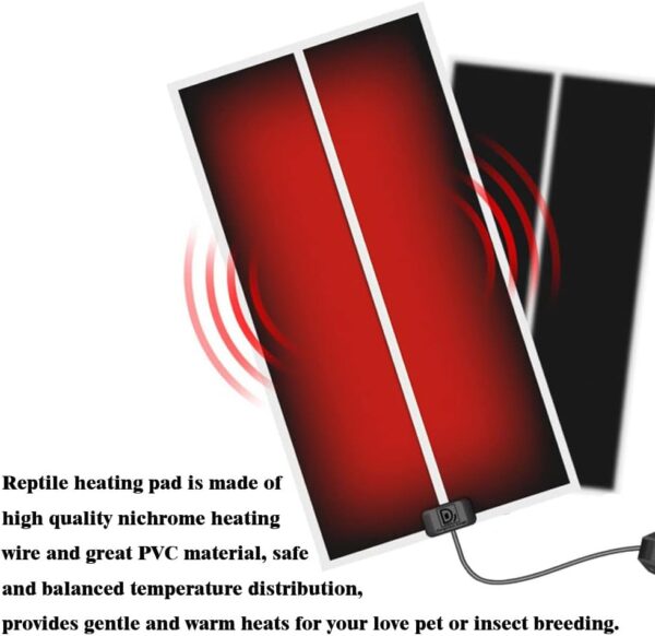 14W Reptile Heating Mat 28 * 28cm 220v- Reptile Heat Pad with Temperature Adjustment, Terrarium Heat Mats, Safety Reptile Heat Mat for Turtle, Tortoise, Snakes, Lizard, Gecko Hermit Crab Amphibians - Image 4