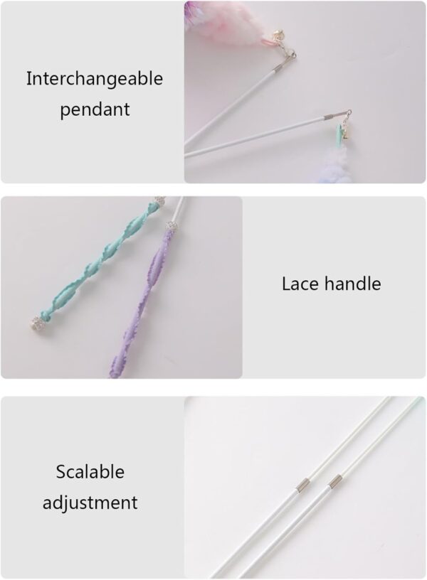 Illkjasfc Furry FeatherWand Plush Toy For Cat Kitten Adjustable Teaser Wand Toy Cat FishingPole Catching Stick Pet Birthday - Image 4