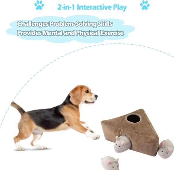 IFOYO Squeaky Dog Toys, Durable Interactive Hide and Seek Plush Puzzle Dog Toys for Medium Small Dogs, Pets, Christmas Dog Toy, Mouse Dog Toys - Image 4