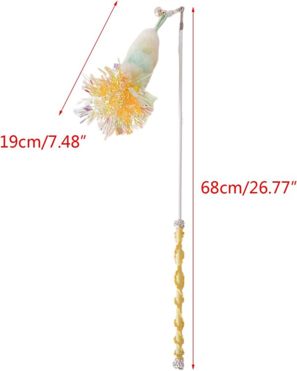 Illkjasfc Furry FeatherWand Plush Toy For Cat Kitten Adjustable Teaser Wand Toy Cat FishingPole Catching Stick Pet Birthday - Image 8