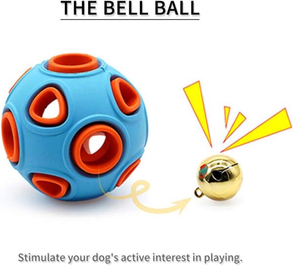 WishLotus Dog Ball, Dog Interactive Toy with Ring Bell Dog Rubber Balls Bouncy Ball Pet Game Puzzle Ball to Increase IQ Search & Catch for Small Medium Dogs (S, Blue + orange) - Image 3