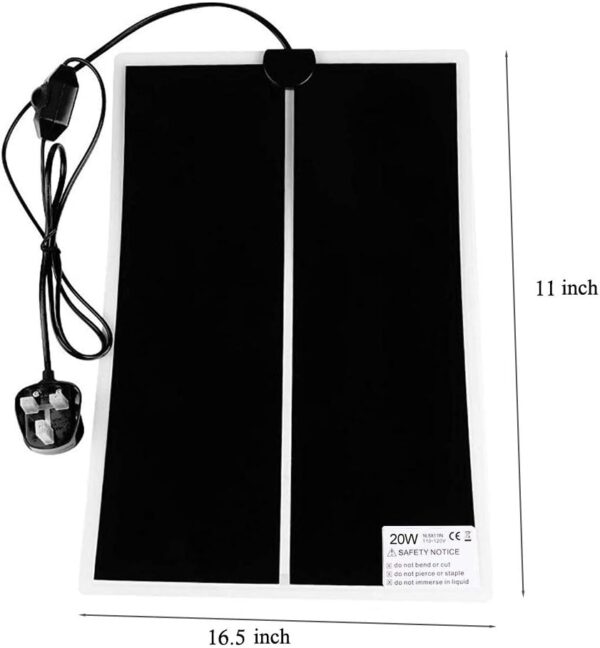 NEKOSUKI Reptile Heating Mat, 20W 16.5x11 inch Waterproof Reptile Heat Pad Under Tank Terrarium with Temperature Control, Safety Adjustable Reptile Heat Mat for Turtle, Tortoise, Snakes, Lizard, Gecko - Image 2