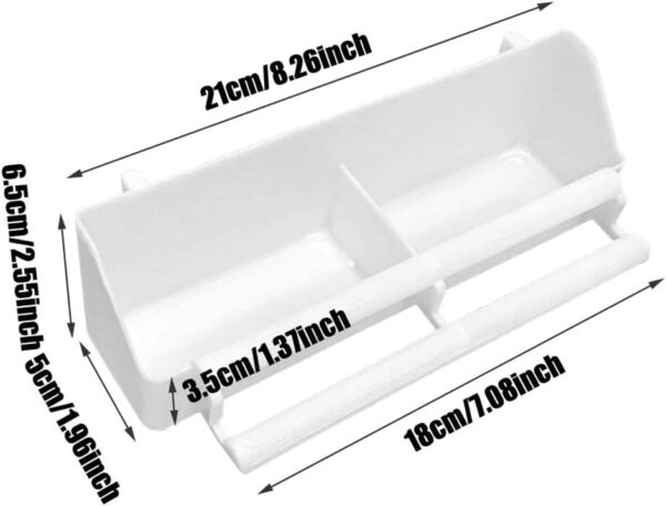 White Bird Food Bowl, 2 Pieces Plastic Bird Food Bowl, Pet Bird Food Bowl, Food Bowl in Bird Cage with Compartment, Bird Perch Shelf for Parrot, Canary, Sparrow - Image 2
