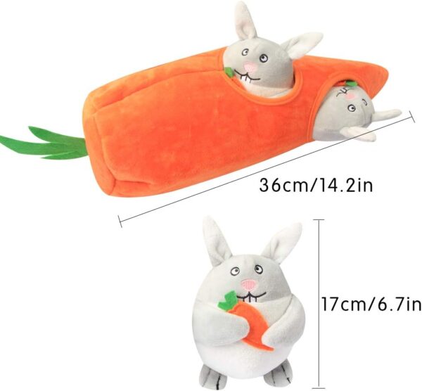 IFOYO Plush Squeak Dog Toys, Durable Interactive Hide and Seek Puzzle Dog Toys for Medium Small Dogs, Pets, Easter Dog Toy, Turnip Rabbit - Image 8