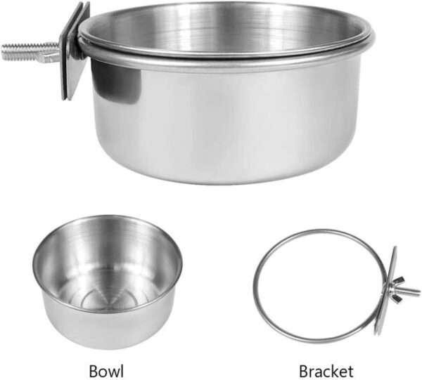 3pieces Bird Cage Food Water Bowl Cup Dish For Parrots Budgies Parakeets Stainless Steel Food Cup Bird Feeding Dish - Image 4