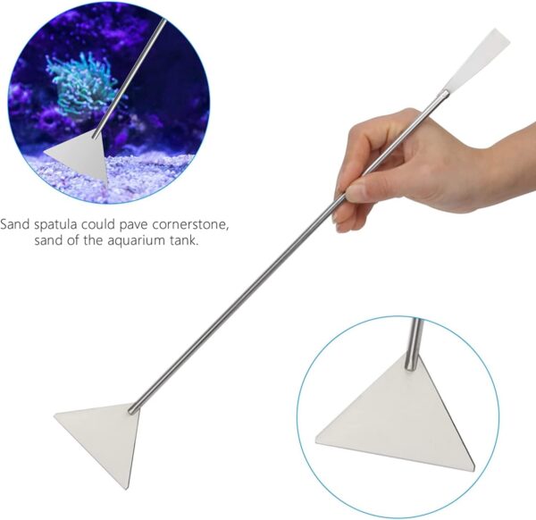 38cm Extra Long Aquarium Aquascape Kits, 4 in 1 Anti-Rust Aquatic Plant Aquascaping Tool Stainless Steel Tweezers Scissors Spatula for Aquarium Tank Clean Fish Tank Aquascape Tools Sets (Silver) - Image 6