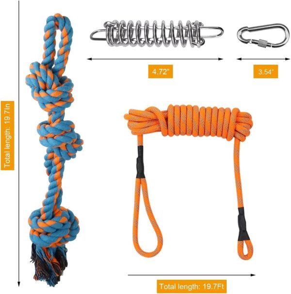 Spring Pole Dog Rope Toys, Interactive Dog Tug Toy with Dog Rope Toys and a Big Spring Pole Kit, for Small to Large Dogs, for Tug of War, Bite Training,Outdoor Hanging Exercise - Image 2