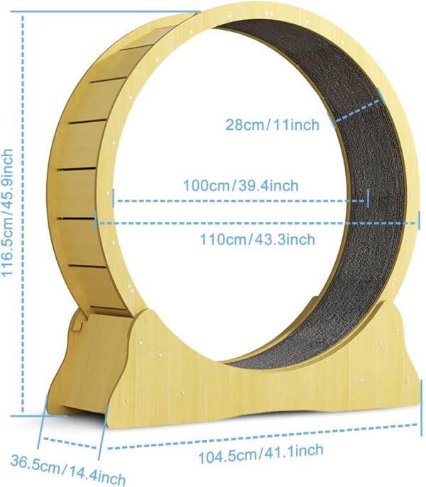 Hibtn Large Cat Exercise Wheel Diameter 43.3inch,Cat Treadmill,Cat Running Wheel For Indoor Cats With Brake,Cat Interactive Toy,Cat Weight Control Machine,With Lock And Carpeted - Image 2