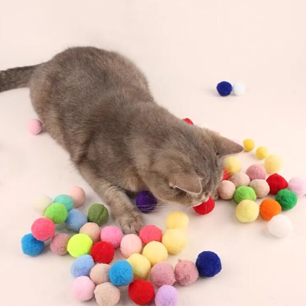 YumSur Interactive Cat Toys, Cat Ball Toy Launcher,Cat Ball Gun with 100pcs Soft Pom Pom Balls,Plush Ball Shooting Gun for Cats,Cat Fetch Toys for Indoor Pet Cat Exercise Training Chasing - Image 5