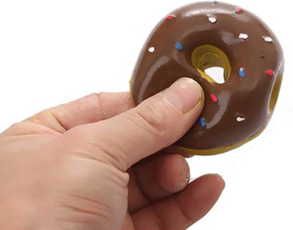 YUANHONGJIAN 2 Pcs Random Color Squeak Latex Dog Toys Doughnut Shape Dog Chew Toys Puppy Molar Toy Pet Interactive Play Toys for Small and Medium Dogs - Image 3