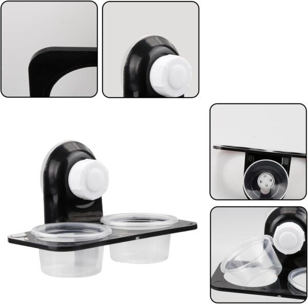Rumyve 2PCS Reptile Feeder,Double Bowl Plastic Gecko Feeding Ledge,Removable Reptile Feeding Dish and Suction Cup - Image 3