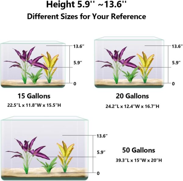 Emotionlite Aquarium Plants, Artificial Fish Tank Silk Decorations Decor Plants Set Purple & Yellow 3 Packs - Image 4